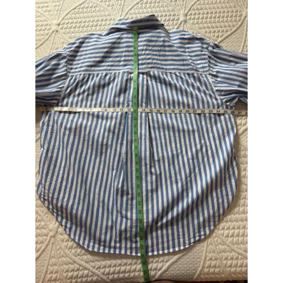 J.CREW Étienne oversized shirt in striped cotton poplin, Blue/White, Size L - Picture 6 of 8